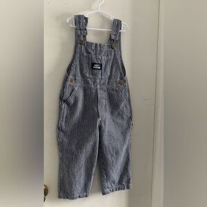 Black and White Striped Kids Overalls